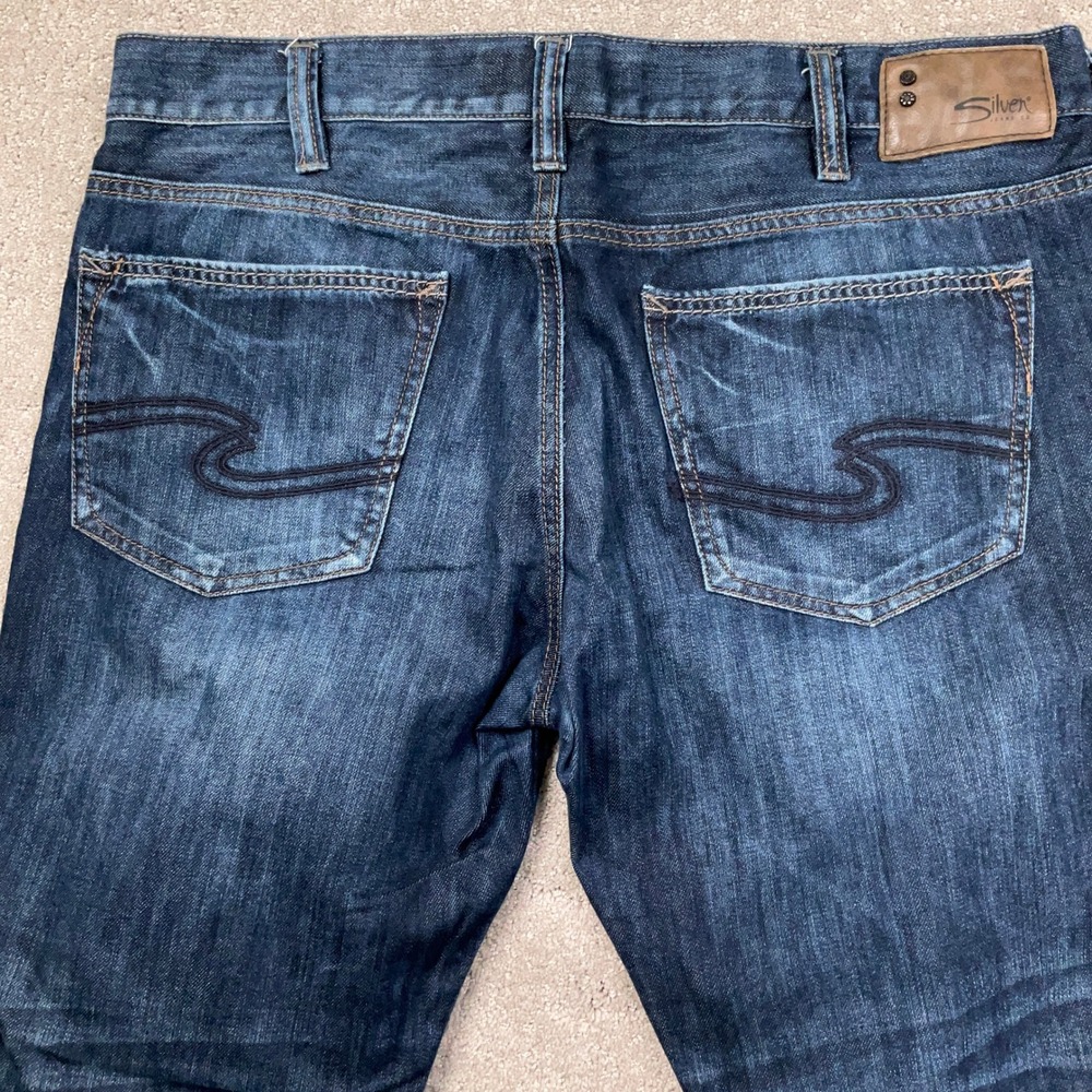 Silver Jeans Co Jeans Mens 36x30 Blue Nash Whisker Straight Western Stitch Denim - Picture 10 of 12